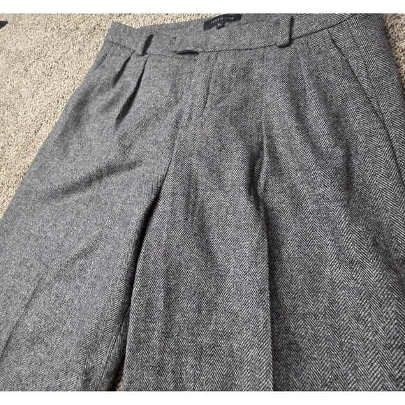 Jessie Liu Wide Leg Trousers Size Large Pants Gray Pleated Cuffs Office Dress - Picture 2 of 8